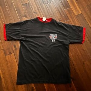 Chicago Bulls Black and Red Men's T-Shirt
